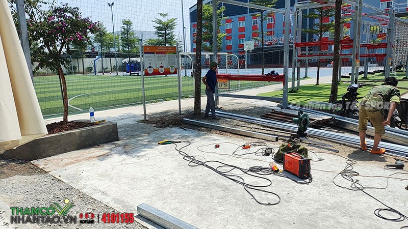 Một vài hình ảnh của dự án sân chơi cỏ nhân tạo Hệ thống giáo dục Alpha School Hà Đông, Hà Nội: 2
