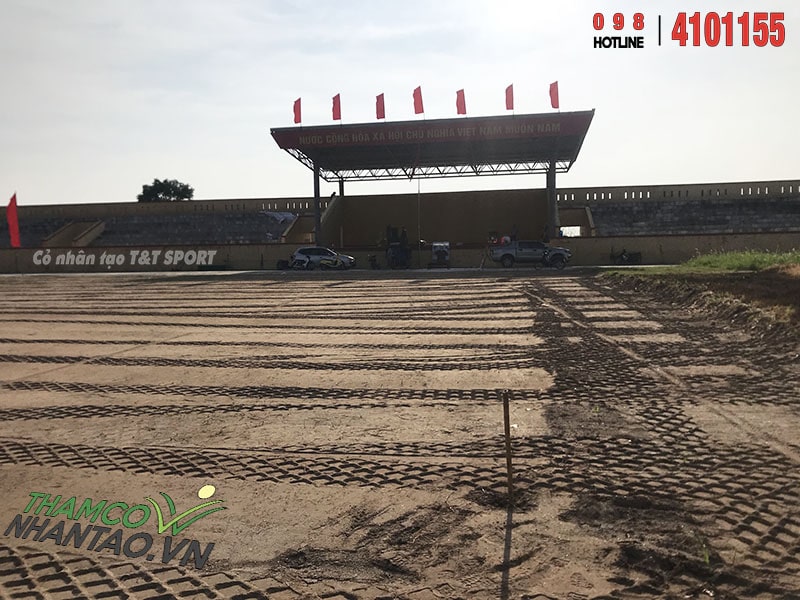 Một vài hình ảnh của dự án sân bóng đá cỏ nhân tạo cho Trung tâm thể thao thị trấn Liễu Đề, Nghĩa Hưng, Na 1
