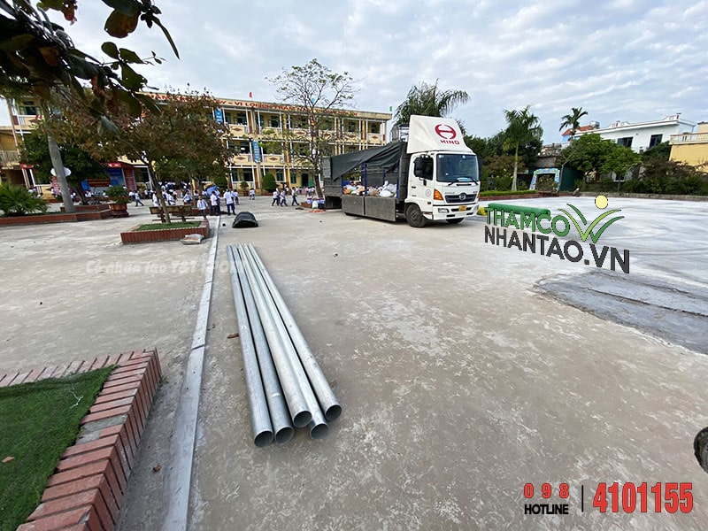Một vài hình ảnh của dự án sân bóng đá cỏ nhân tạo tại trường tiểu học Quang Trung, Kiến Xương, Thái Bình 1